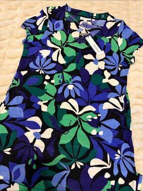 Chico's Green, Blue & White Floral Long Dress